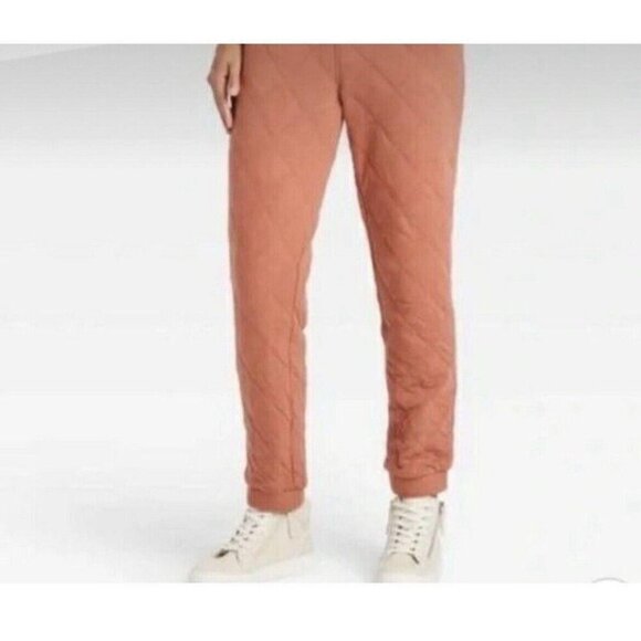 Universal Thread Womens XL Quilted Jogger Pants Coral Thick Ankle Cozy - Picture 1 of 5